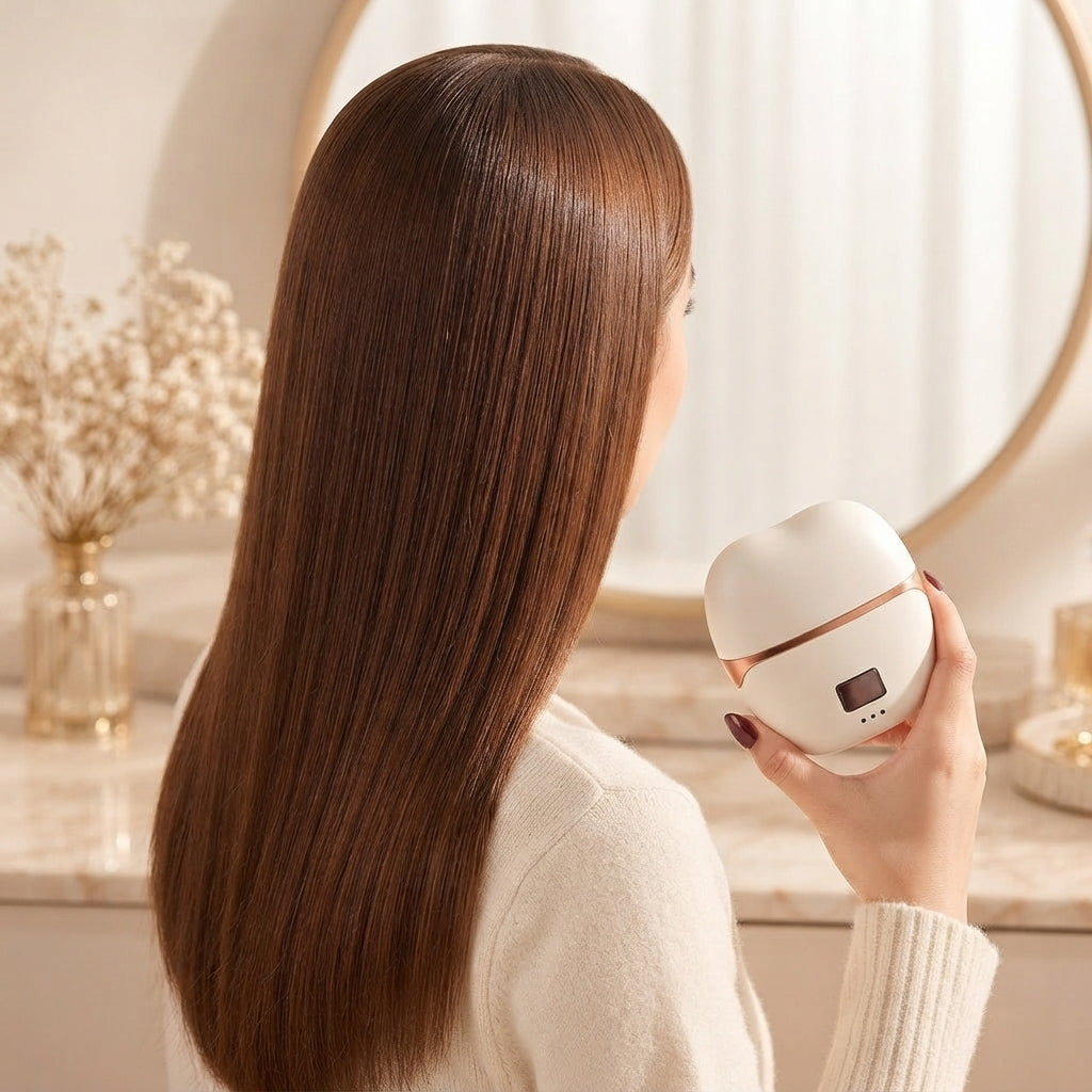 Capelli lisci e lucidi con la spazzola lisciante mini